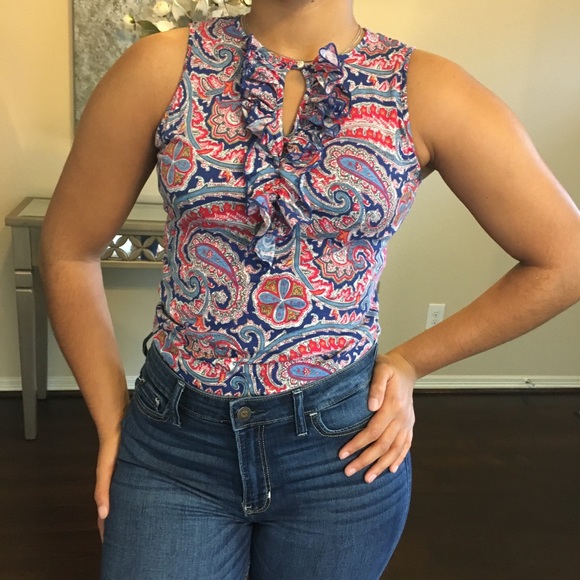 LAUREN Ralph Lauren Paisley Ruffle Top - Picture 6 of 8